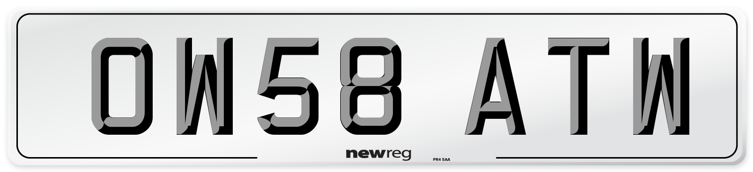 OW58 ATW Number Plate from New Reg